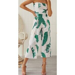 HelloMolly Dry Martini Floral Baggy Wide Leg Jumpsuit Romper Strapless 8  Large